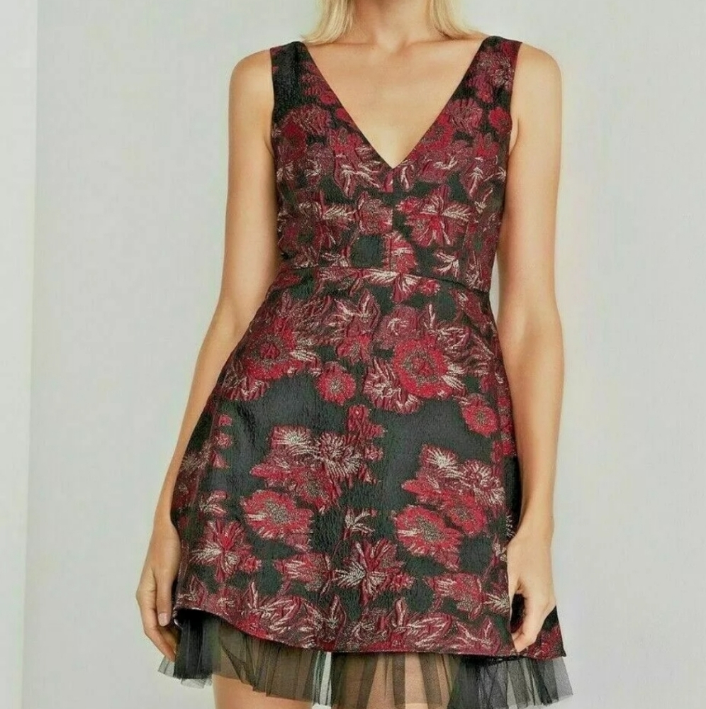 BCBGMAXAZRIA Jaquard Flared Dress